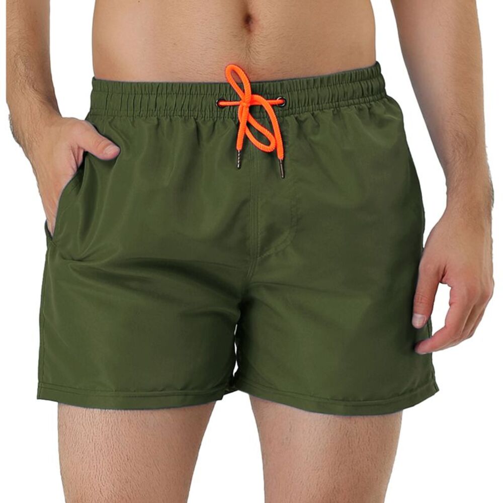 Swim Shorts Summer Drawstring Waist Color Mesh Lining Swimming Board Shorts